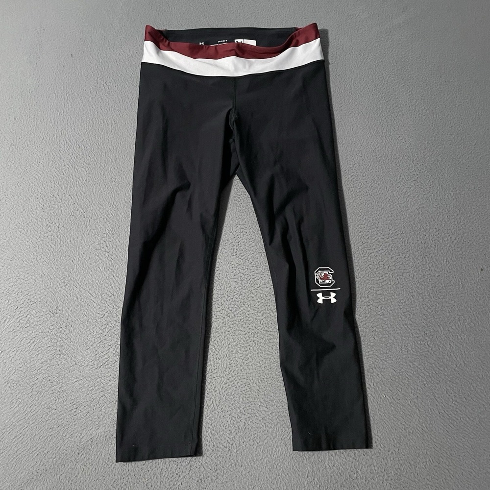 UNDER ARMOUR‎ Women's Size Large Carolina Team Black Cropped Leggings Athleisure